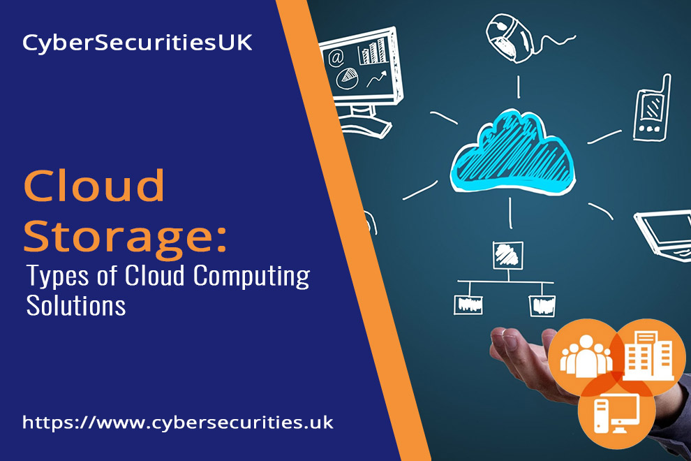 "Types of Cloud Computing Solutions" title graphic : Cyber Security & CyberEssentials Certification from CyberSecuritiesUK